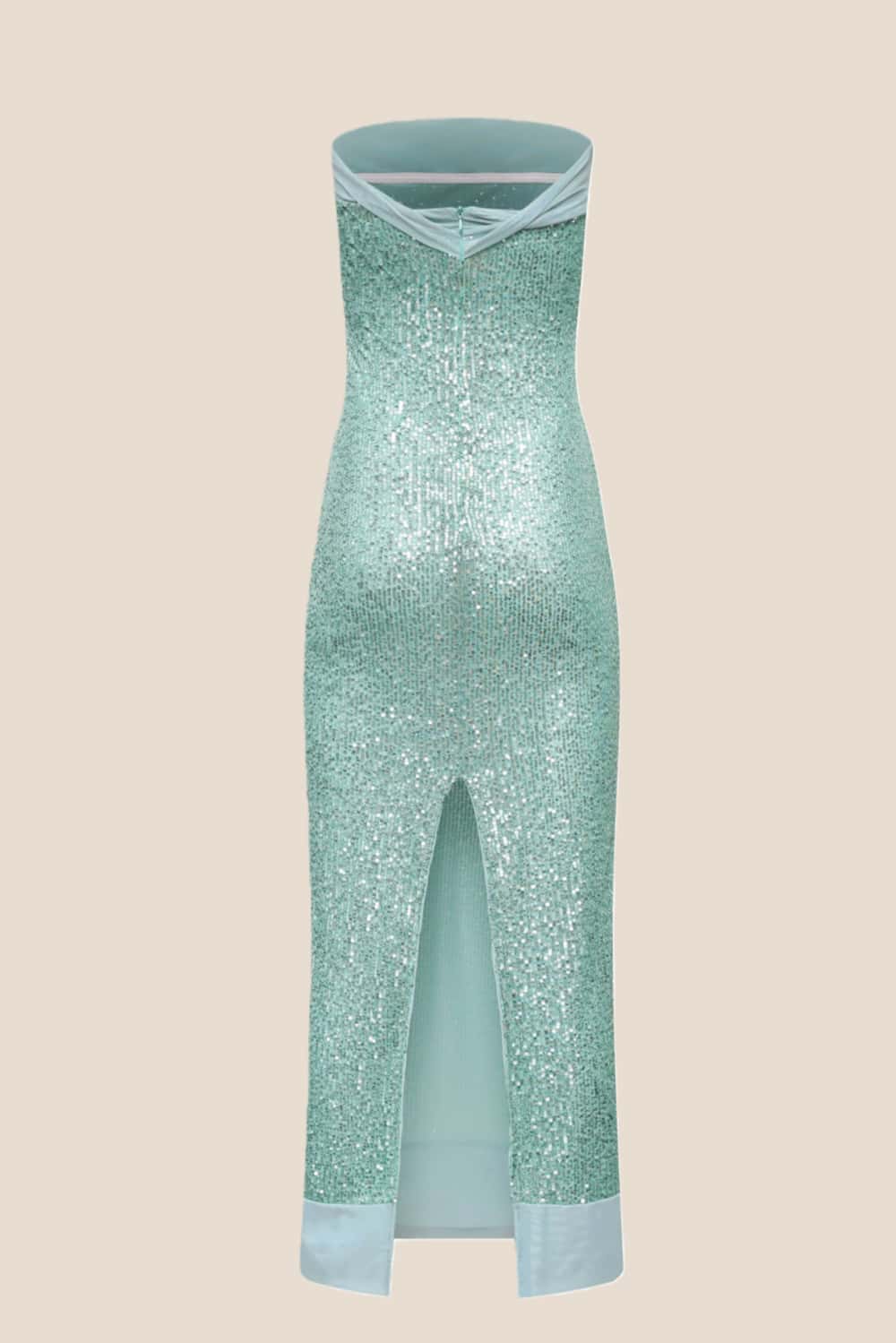 Sage - Sheath Strapless Sequined Long Prom Dresses