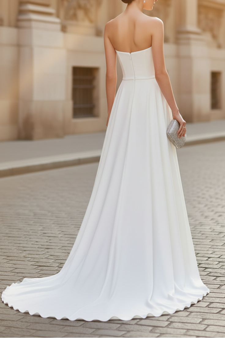 Strapless Sleeveless Jumpsuit/Pantsuit Court Train Floor-Length Evening Dress
