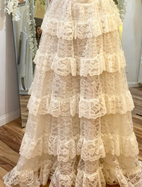 Wedding Dress Off The Shoulder A Line Lace Long Layered Formal Dresses