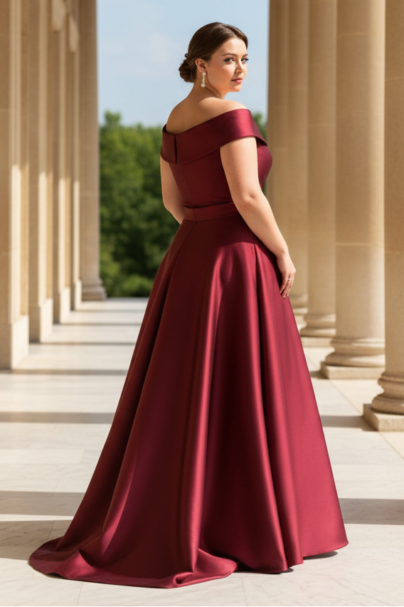 Elegant Off-The-Shoulder Overskirt Sweep Train Satin Mother Of The Bride Dresses With Lace