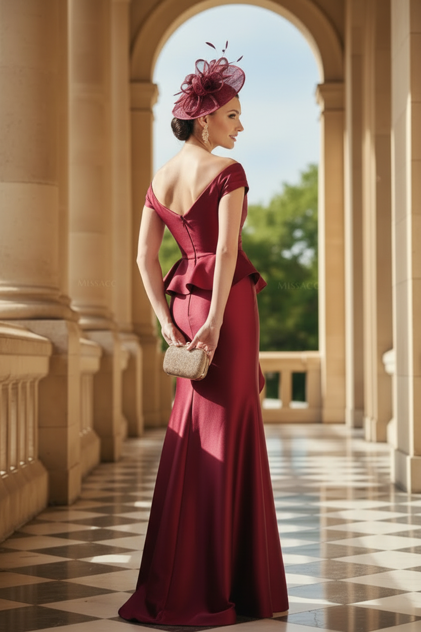 Feather Trimmed 3D Floral Off-The-Shoulder Mother Of The Bride Dresses With Ruffled