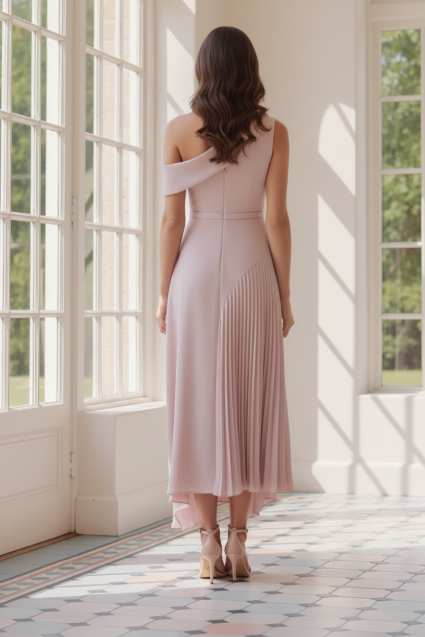 One Shoulder Sleeveless Flowers A-Line Mother of the Bride Dress