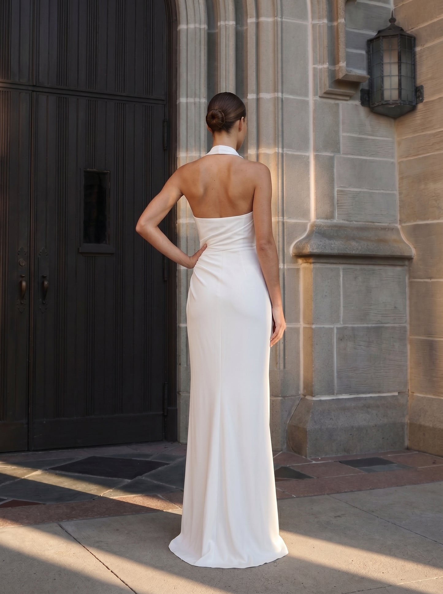 Halter Sleeveless Backless Mermaid Side Slit Wedding Dress