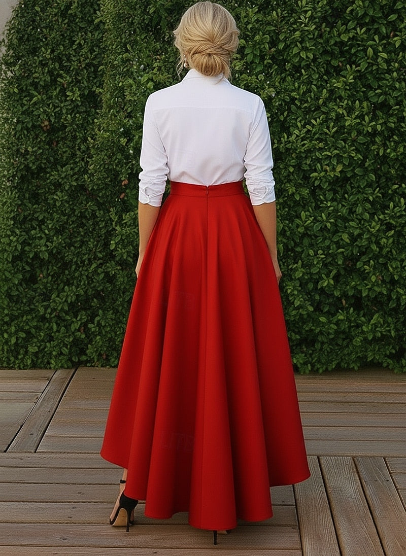 V-Neck 3/4 Sleeve Bow A-Line Tea-Length Evening Dress