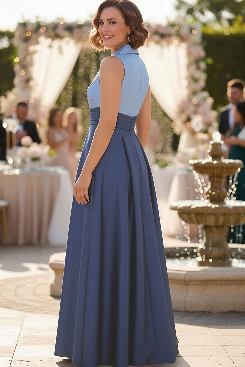 V-Neck Sleeveless A-Line Women Formal Evening Dress