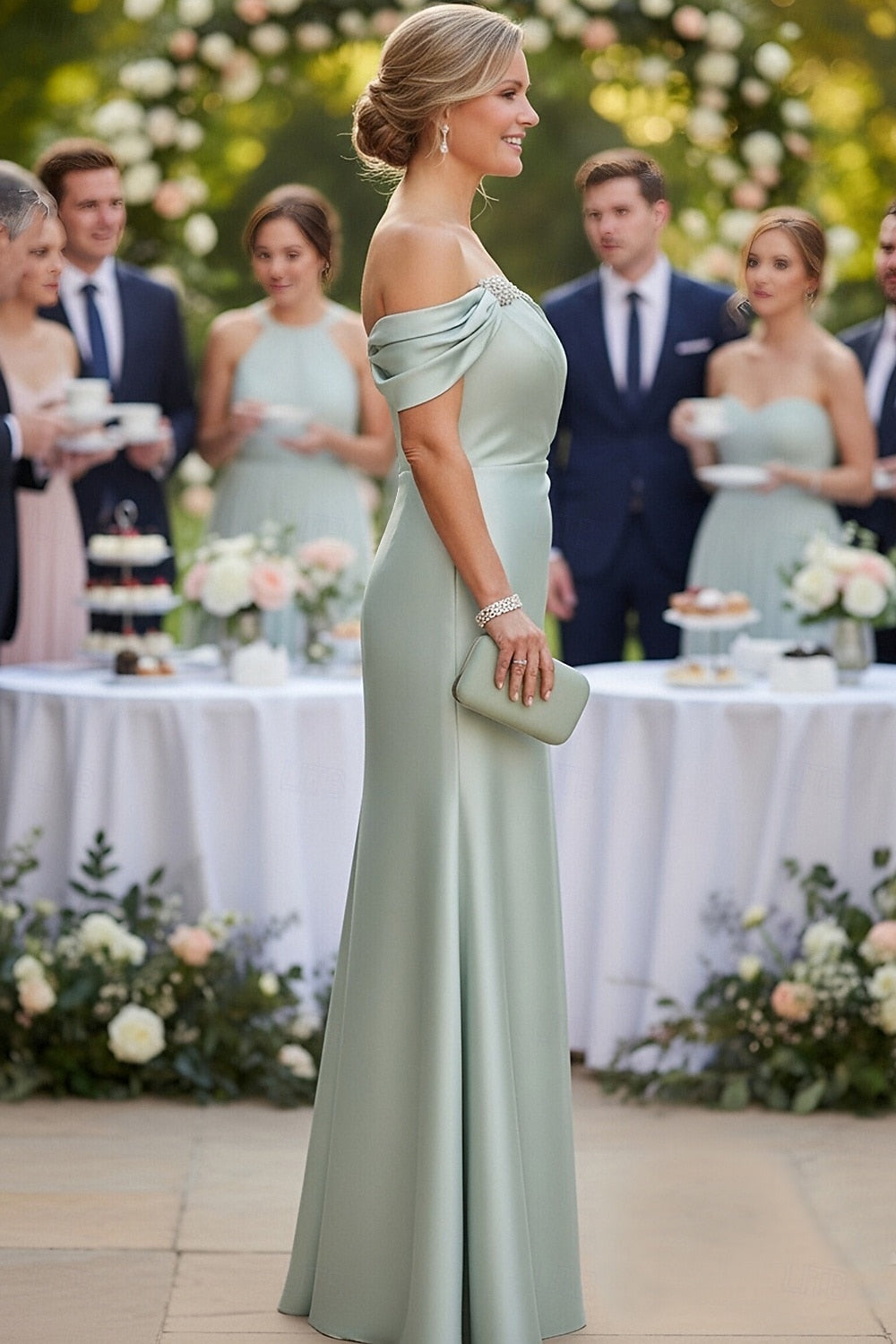 Off the Shoulder Sleeveless Mermaid Simple Evening Dress
