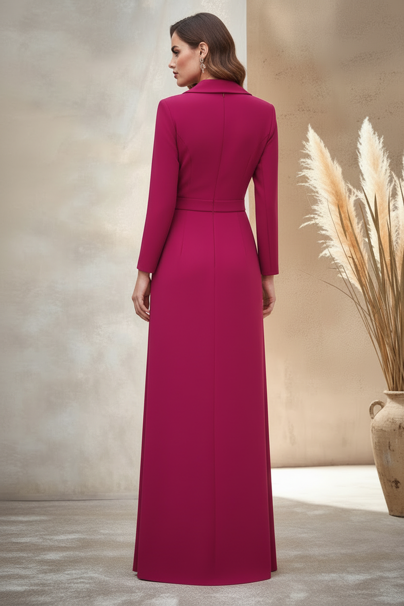 Applique V-Neck Long Sleeve Mermaid Mother of the Bride Dress