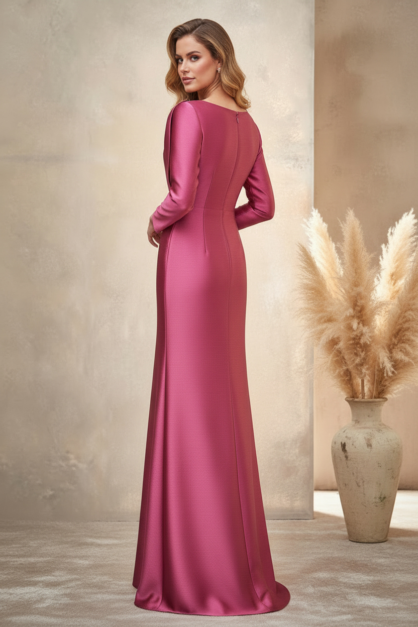 Long Sleeve Mermaid Floor-Length Mother of the Bride Dress