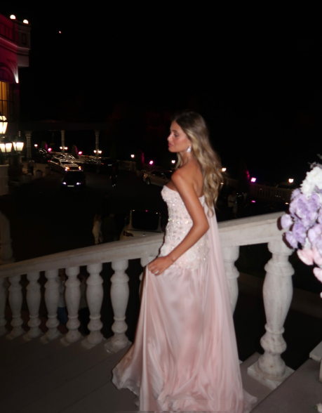 Exquisite Mermaid One Shoulder Pink Chiffon With Silver Beaded Prom Dresses Long Party Prom Gown