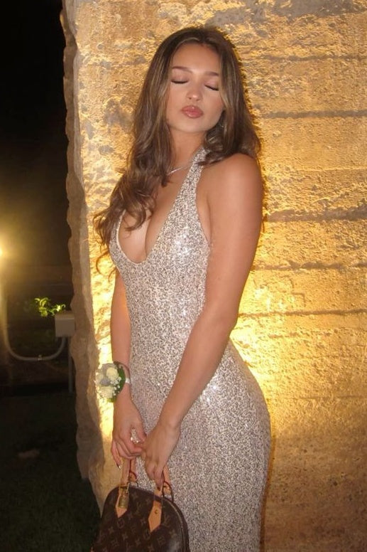 Sparkly Mermaid V Neck Silver Sequins Long Party Dress