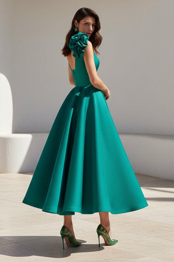 V-Neck Ruffles Sleeveless A-Line Mermaid Evening Dress