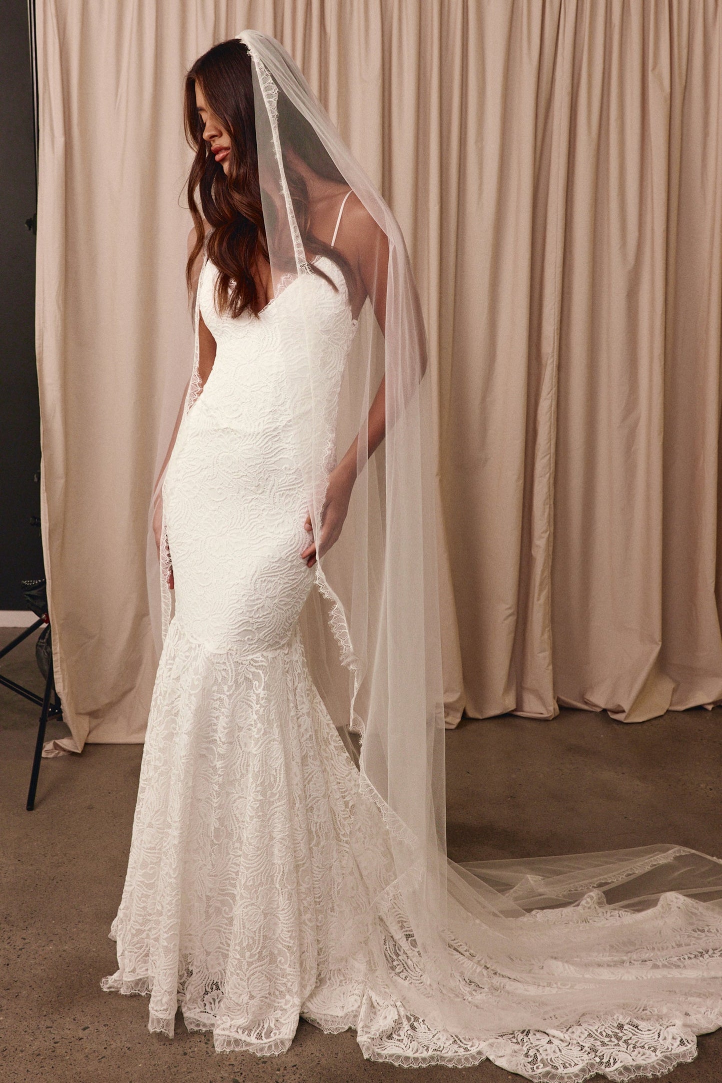 Backless Lace Mermaid Wedding Dress with Court Train