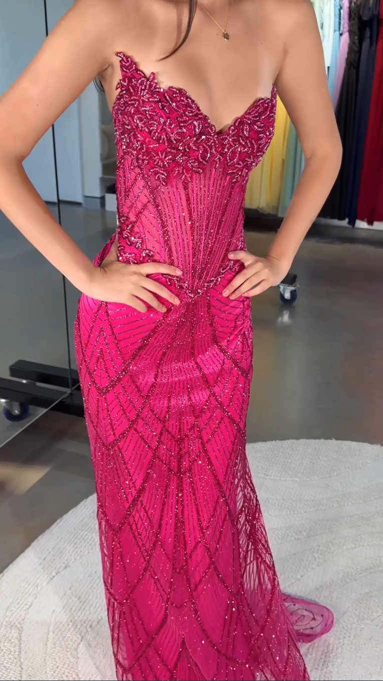 Strapless Beaded Corset Evening Gown