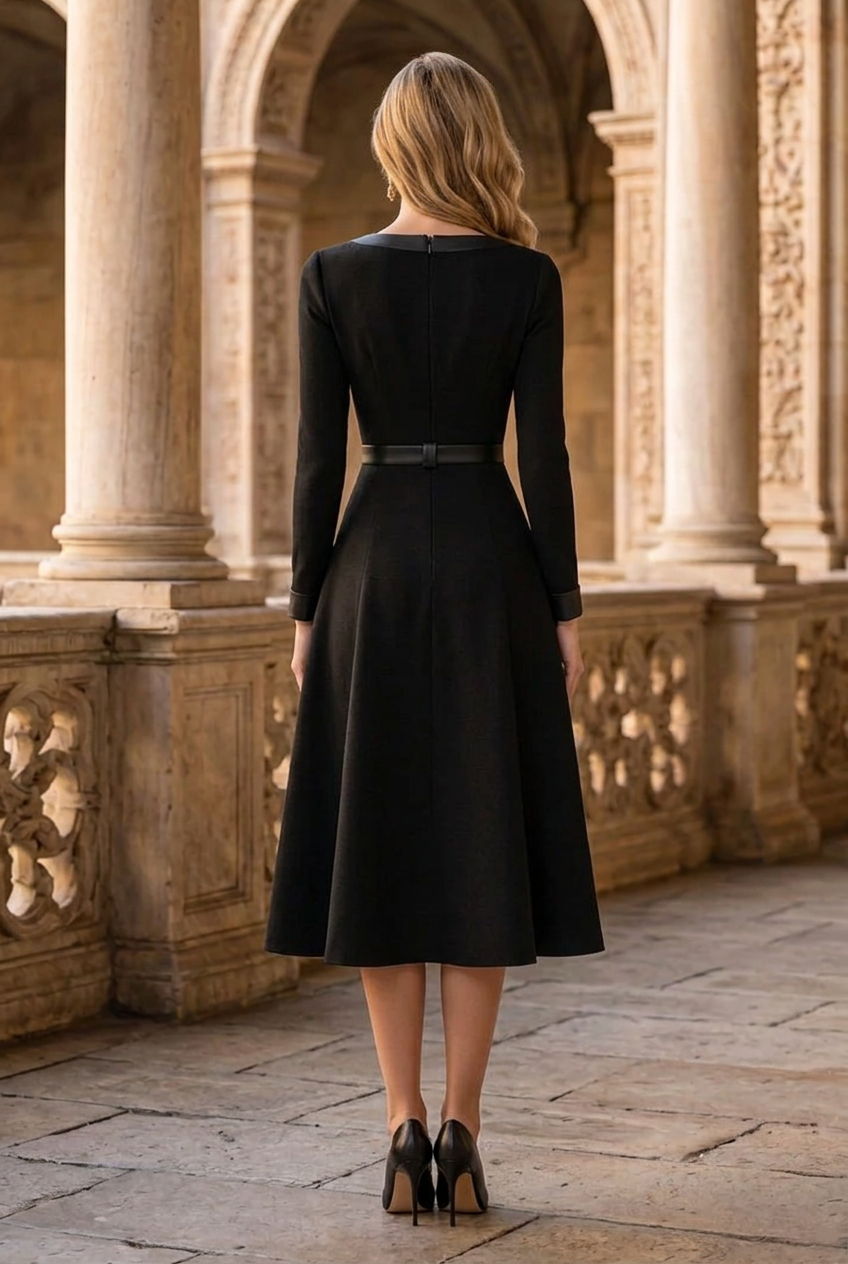 A-Line Midi Dress with Side Buttons