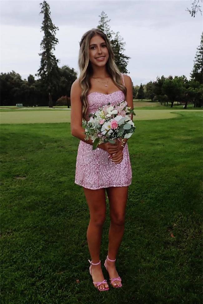 Sweetheart Sequined Bodycon Mini Dress