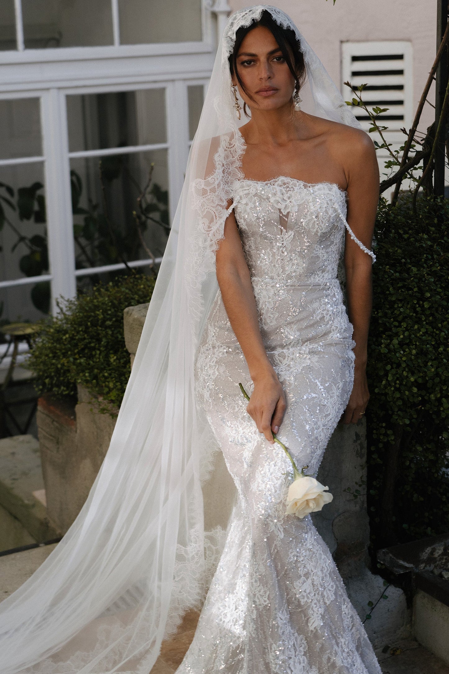 Strapless Lace Sheath Wedding Dress