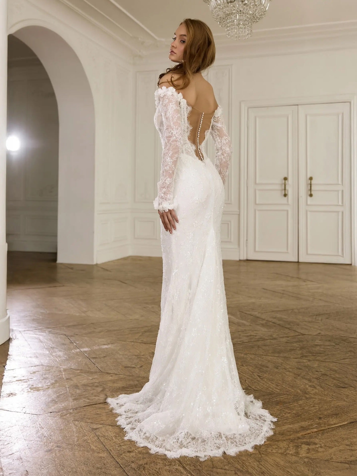 Off-Shoulder Lace Corset Wedding Dress