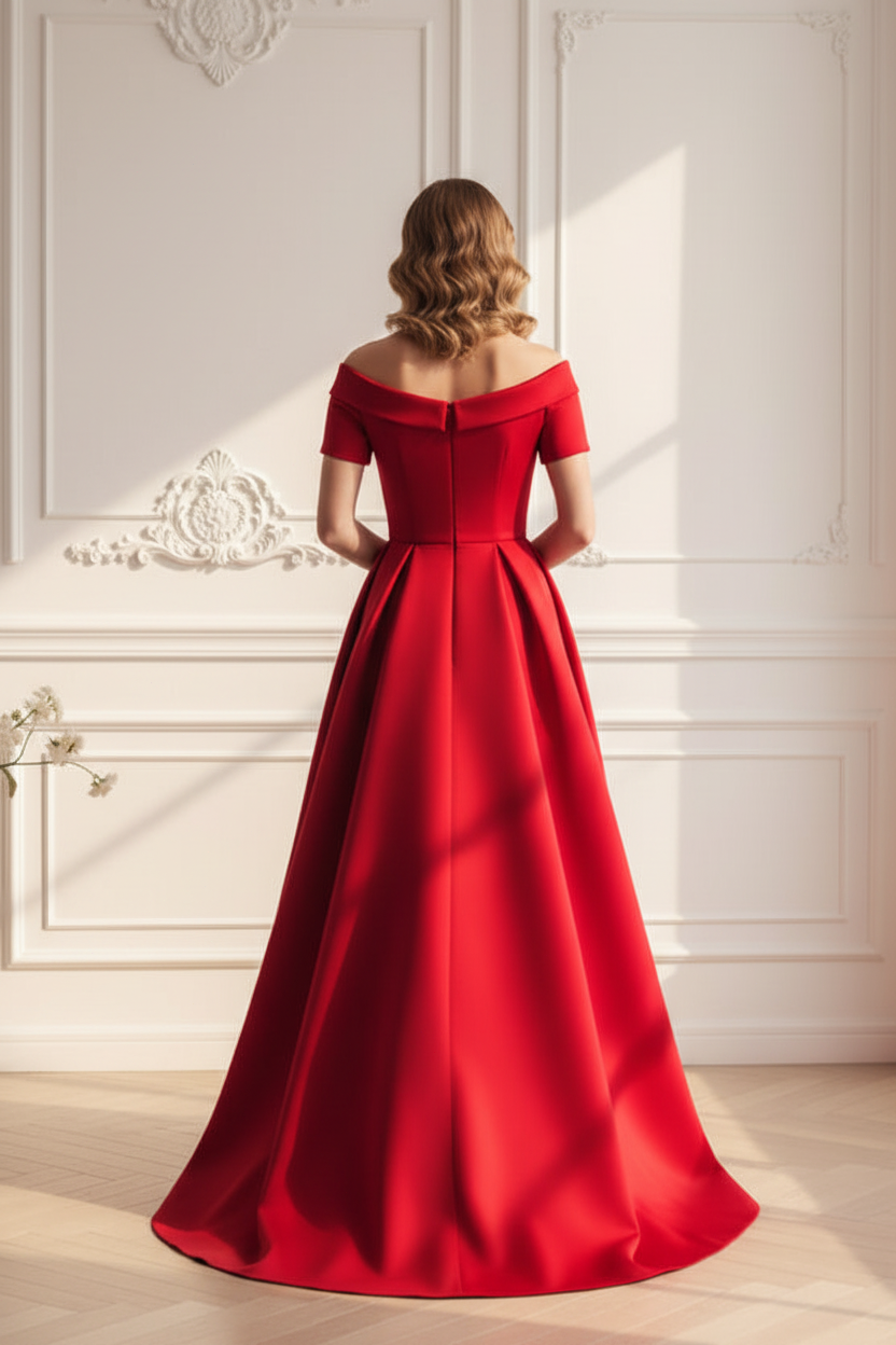 Off-the-Shoulder A-Line Gown with 3D Flowers