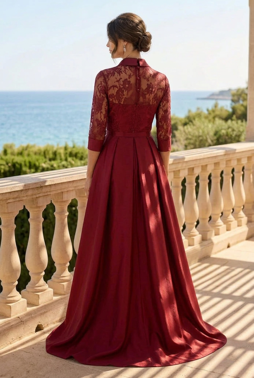Lace Shirt Jumpsuit with Pleated Overskirt