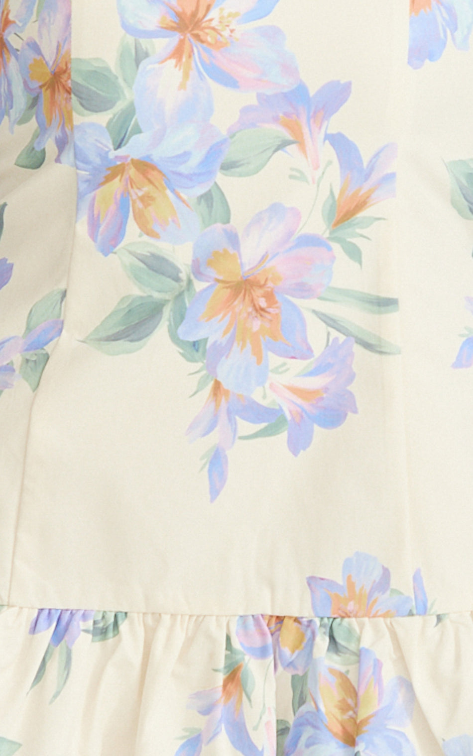 Floral Mini Dress with Buckle Straps and Drop Ruffle