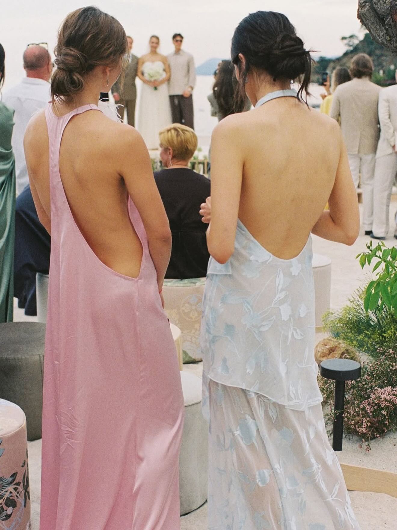 Halter Neck Feather Backless Satin Maxi Dress