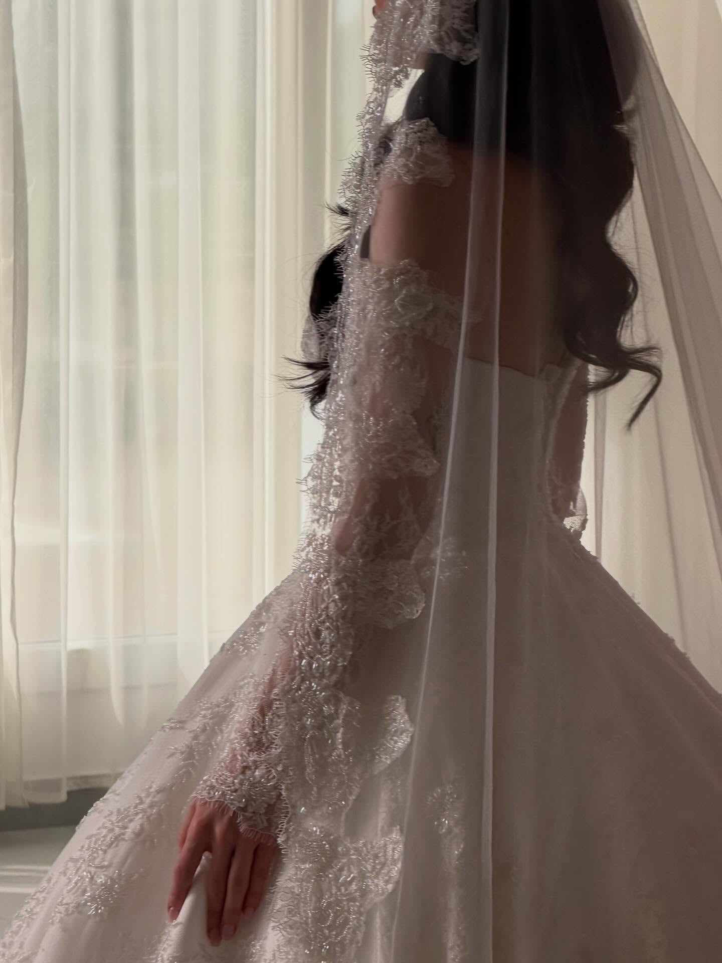 Off-Shoulder Lace Ball Gown Wedding Dress