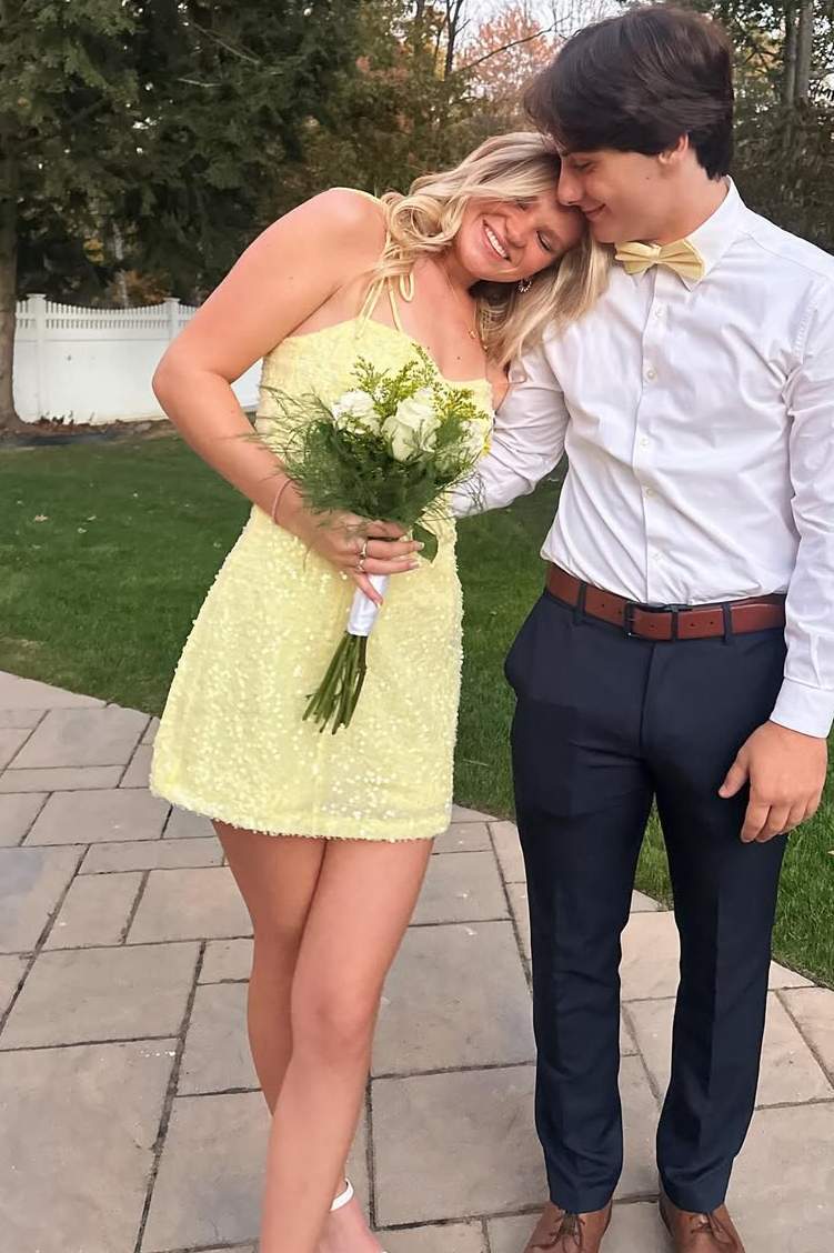 Sparkly Sequin Spaghetti Strap Mini Dress