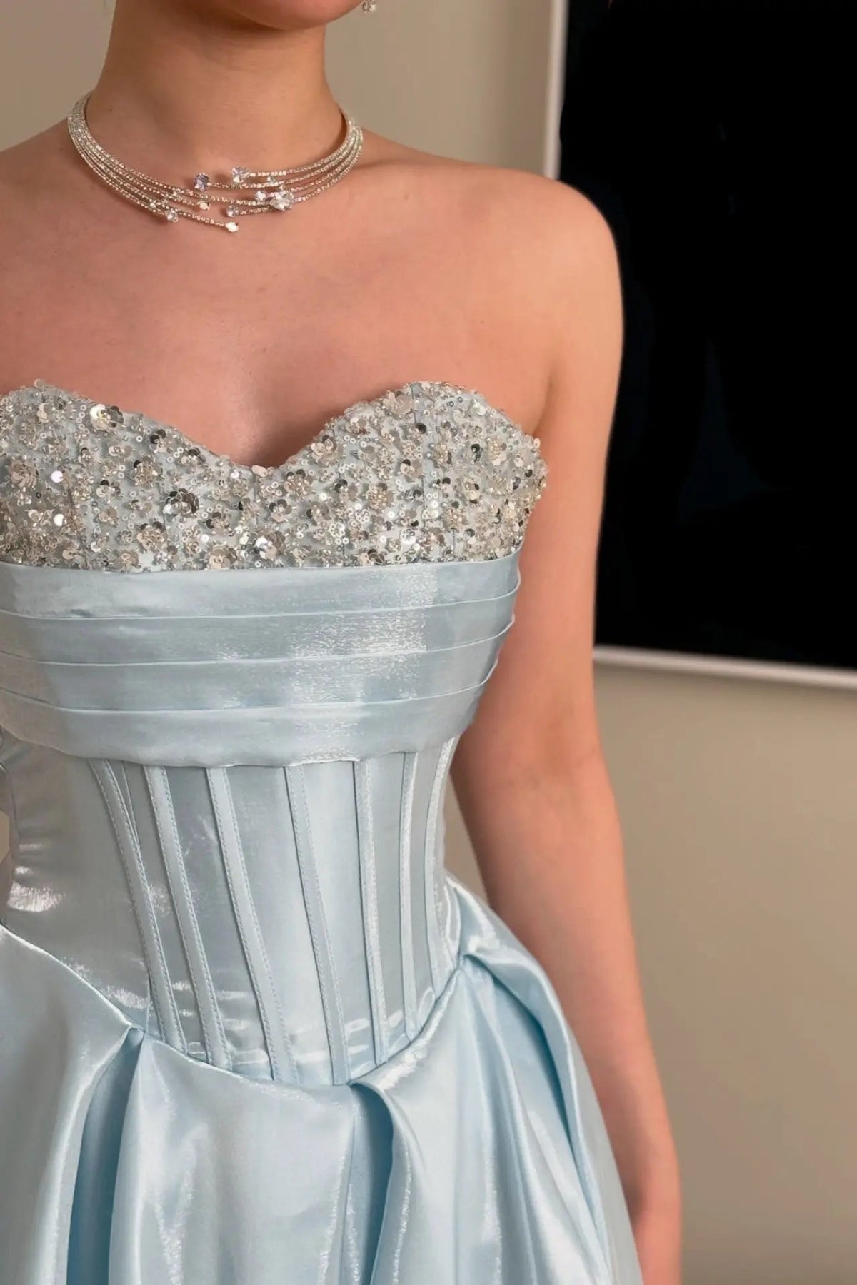 Strapless Corset Gown with Embellished Bust