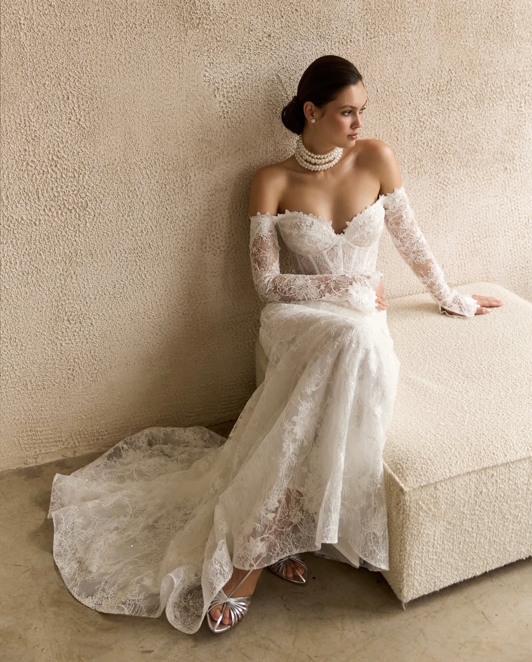 Off-Shoulder Lace Corset Mermaid Wedding Dress