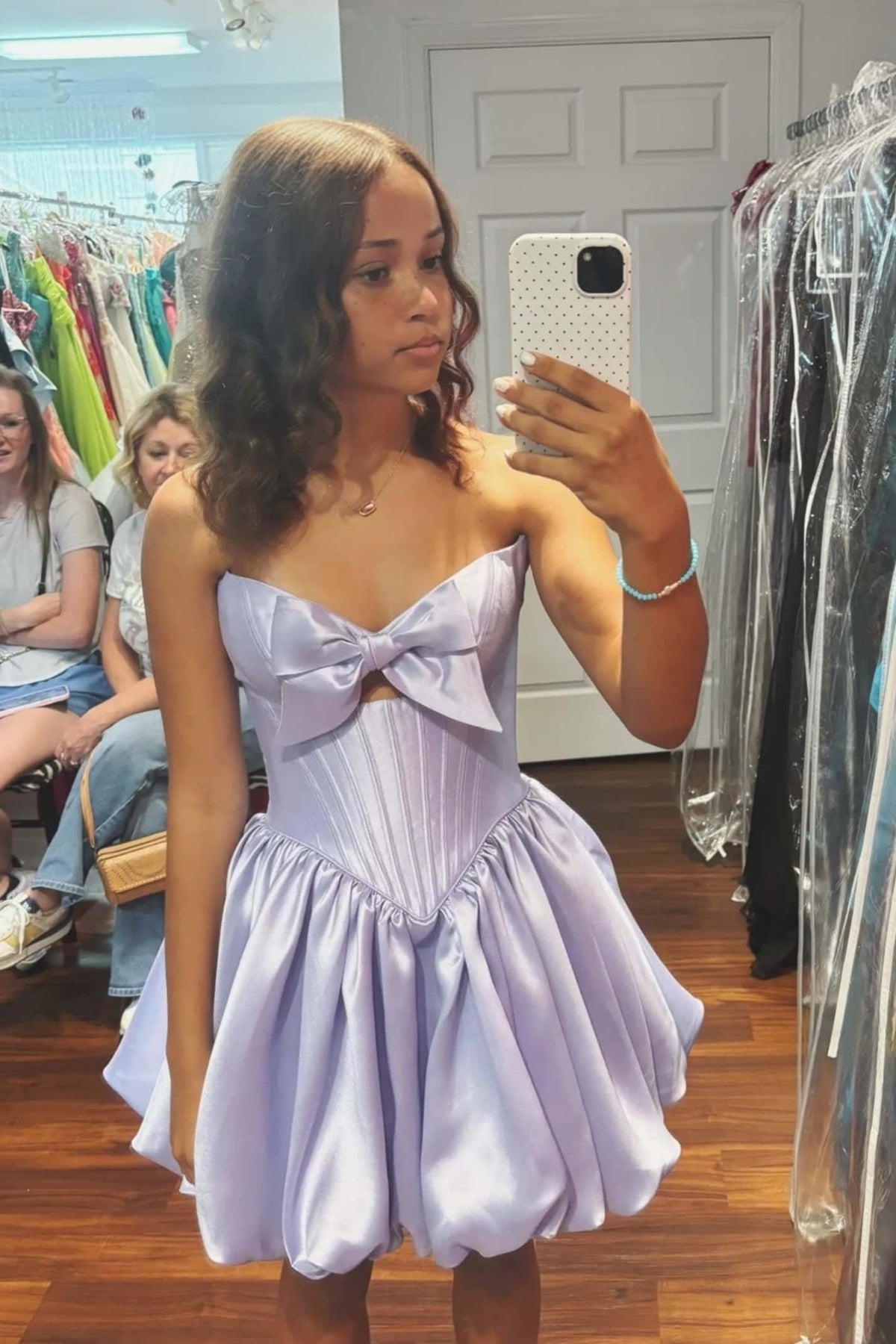 Strapless Bow Corset Bubble Mini Dress