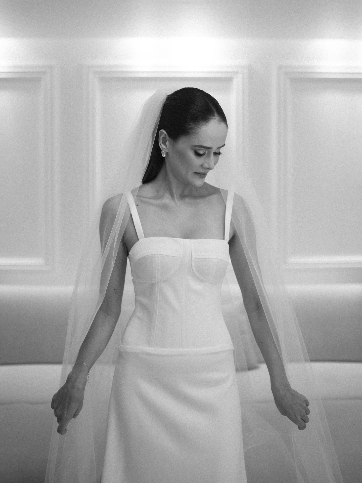 Minimalist Crepe Wedding Dress with Open Back