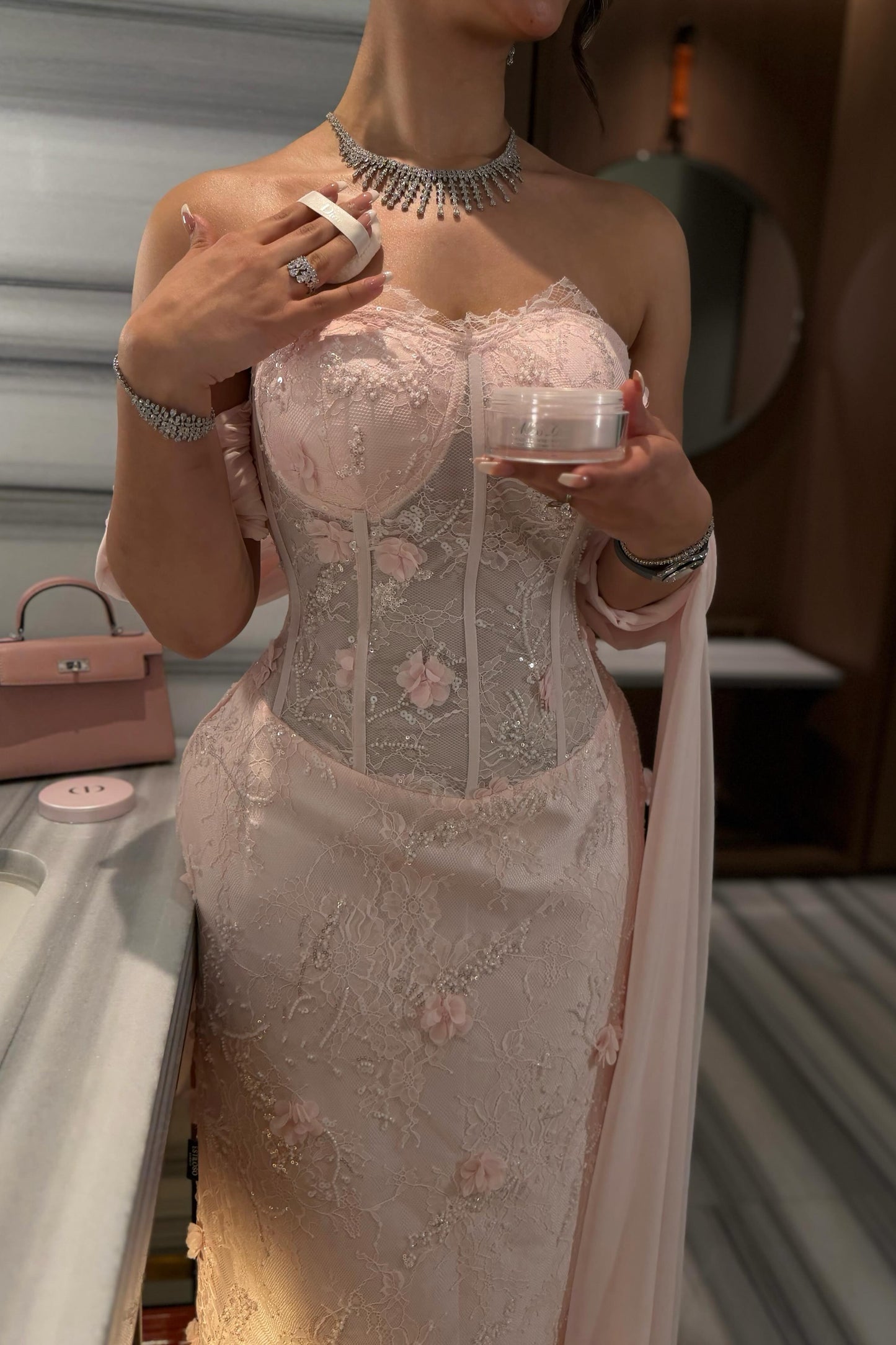 Corset Sweetheart Off-The-Shoulder Column Gown