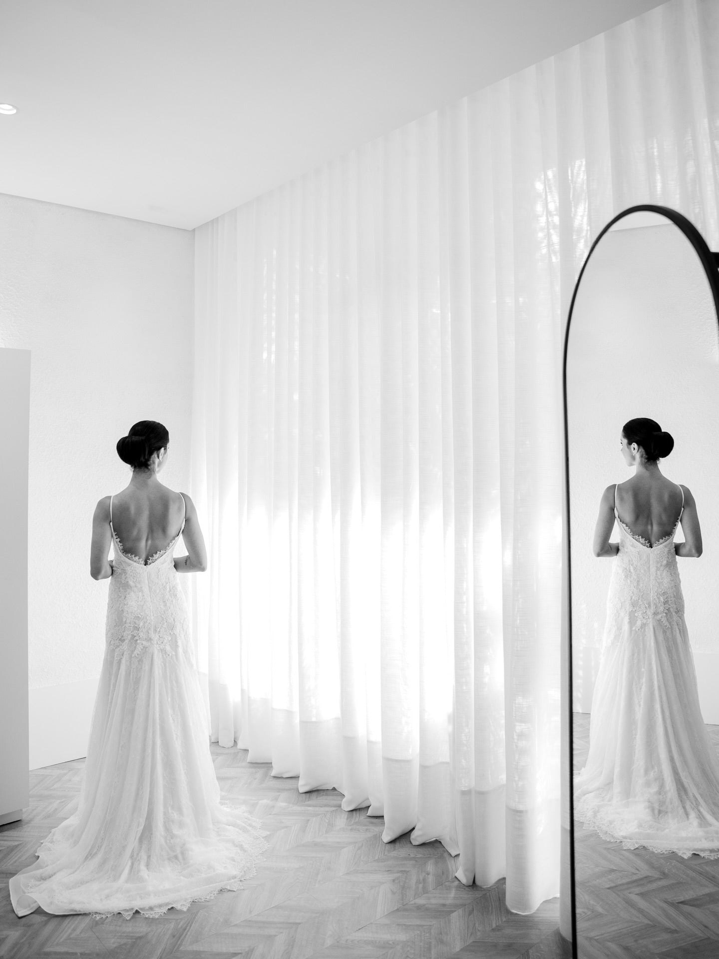 Lace Fit and Flare Wedding Dress with Low Back