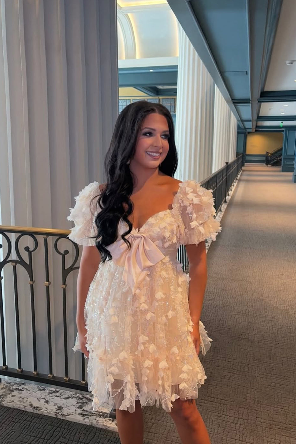 Romantic 3D Floral Off-the-Shoulder Mini Dress