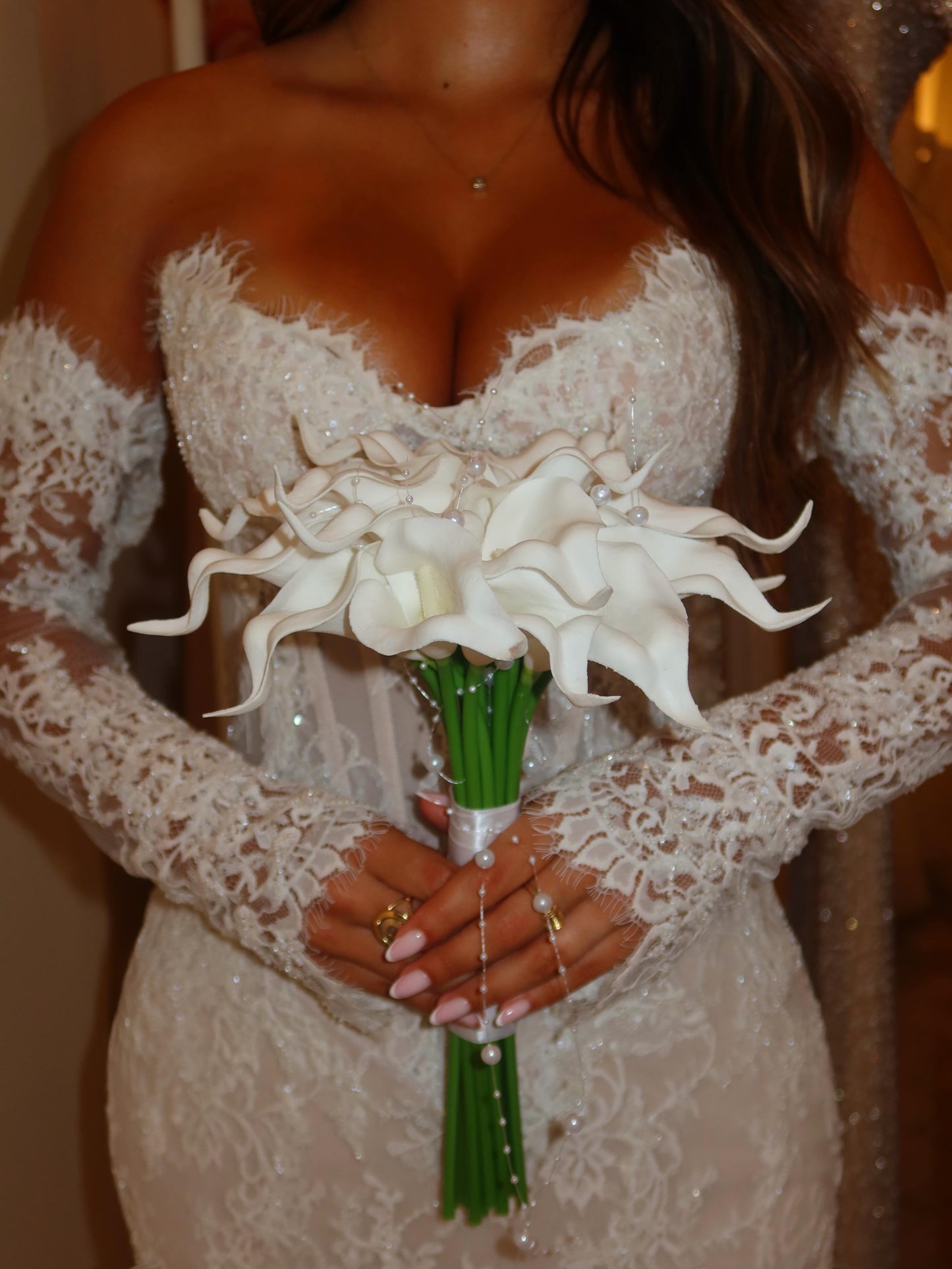Lace Mermaid Corset Wedding Dress with Long Sleeves