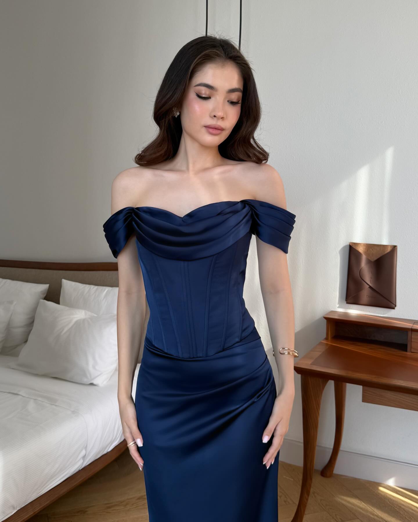 Simple Off the Shoulder Sleeveless Mermaid Evening Dress