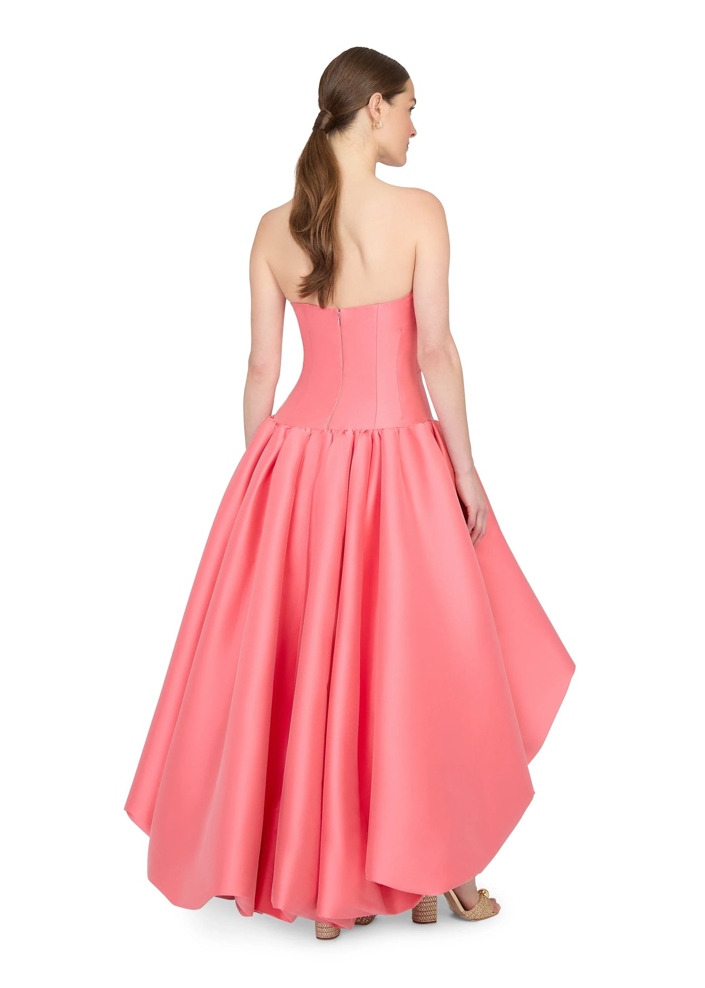 Strapless Sleeveless A-Line Ruffles Tea-Length Prom Dress