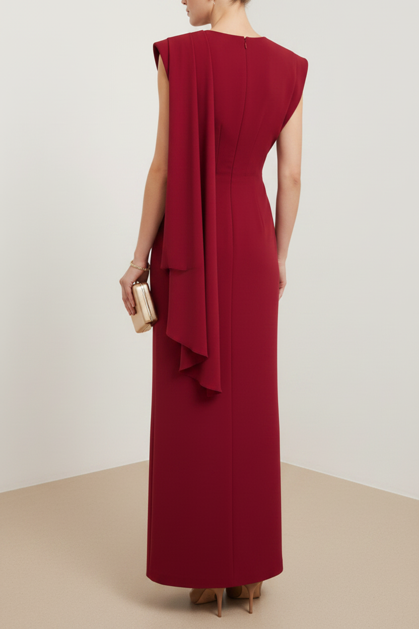 O-Neck Sleeveless Shawl Mermaid Ankle-Length Evening Dress