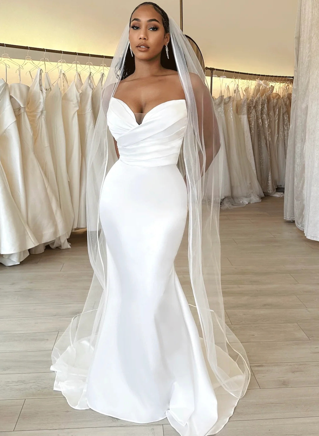 Elegant Sweetheart Mermaid Fitted Wedding Dresses Satin Simplified