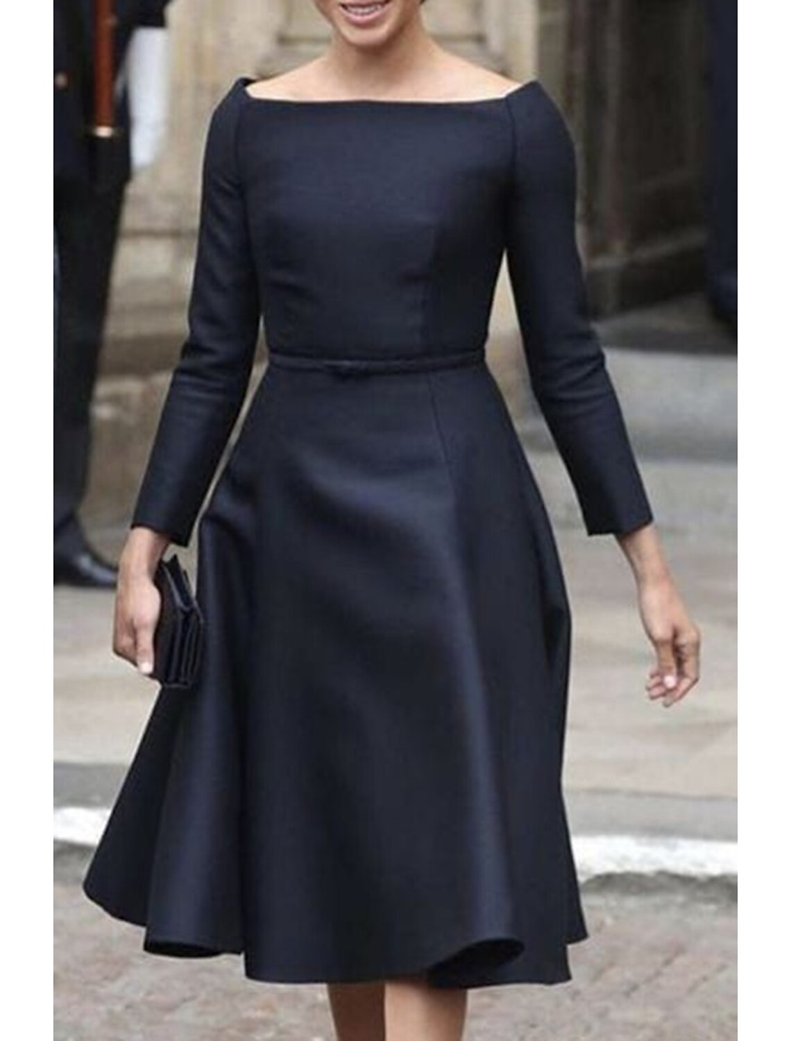 Simple Long Sleeve A-Line Knee-Length Formal Evening Dress