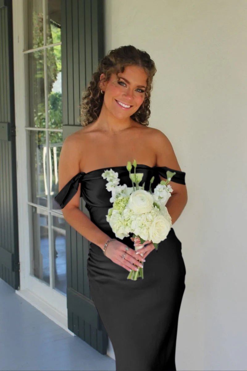 Off the Shoulder Coral Mermaid Satin Long Party Dress