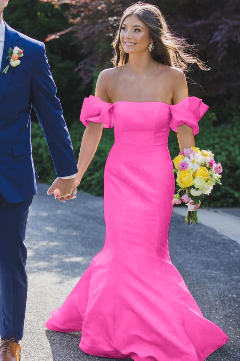 Yellow Satin Strapless Mermaid Pleated Long Formal Prom Dress with Sleeves