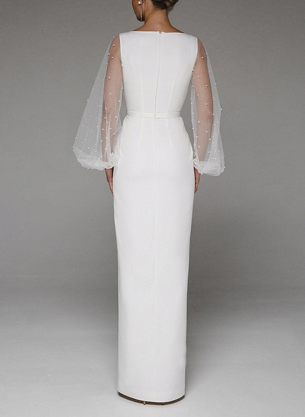 V-Neck Long Sleeve Floor-Length Wedding Dresses
