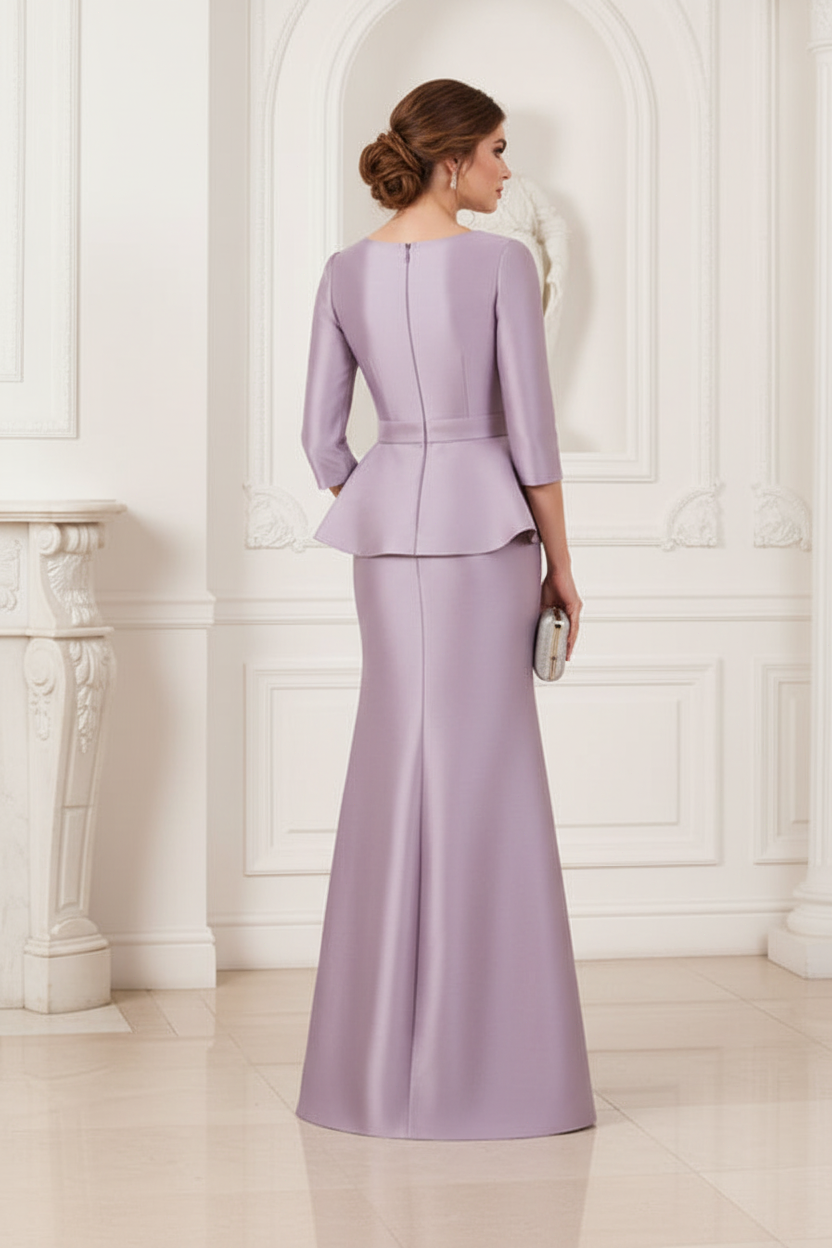 3/4 Sleeve Applique Mermaid Ruffles Mother of the Bride Dress