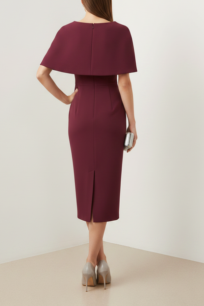 Shawl Half Sleeve Mermaid Side Tea-Length Evening Dress