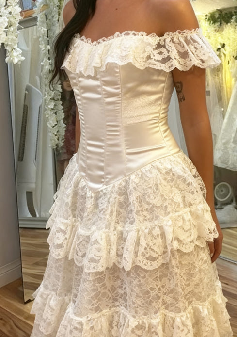 Wedding Dress Off The Shoulder A Line Lace Long Layered Formal Dresses