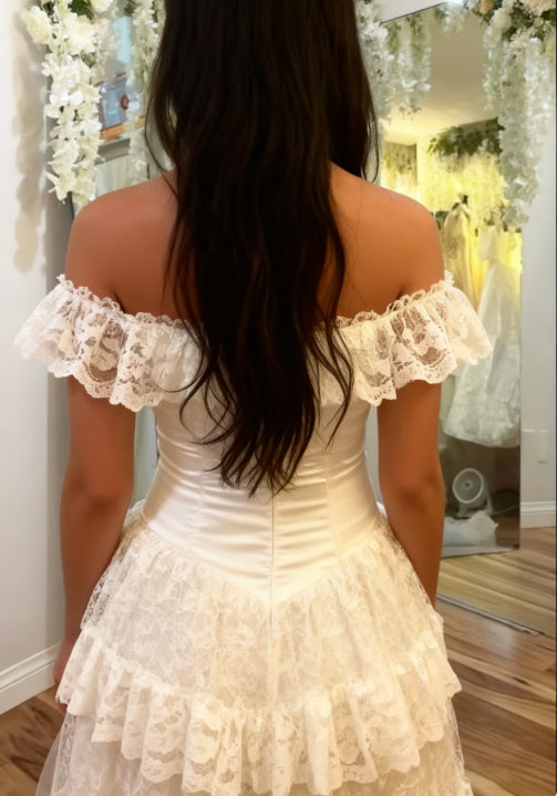 Wedding Dress Off The Shoulder A Line Lace Long Layered Formal Dresses
