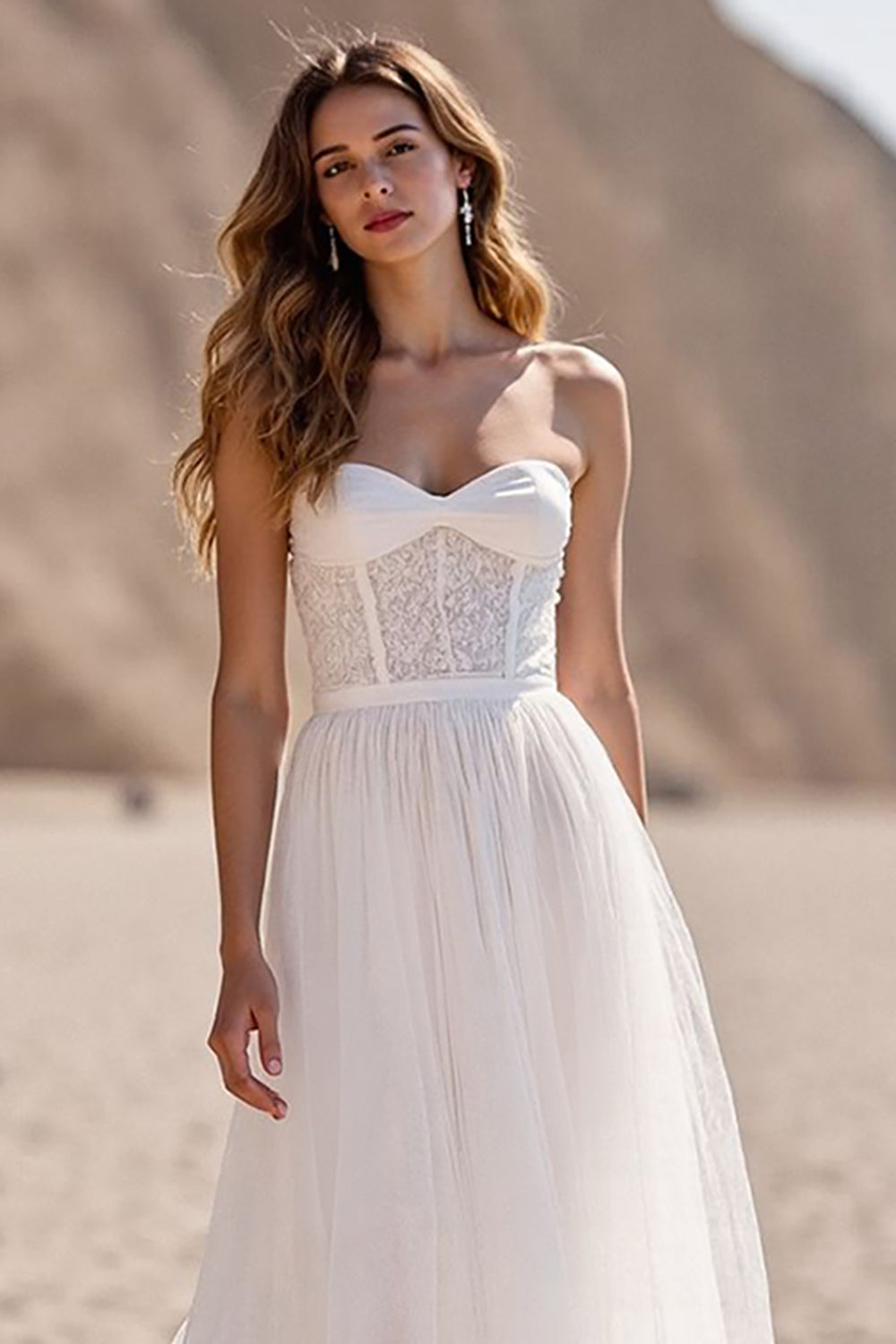 Sweetheart Tulle A-Line Bridal Gowns Sleeveless With Lace Zipper Back