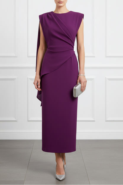 Purple Sleeveless Mermaid Ankle-Length Evening Dress