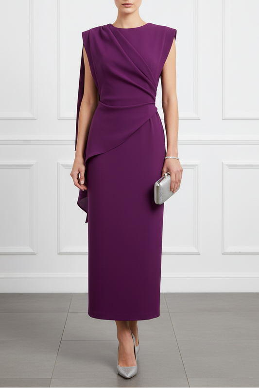 Purple Sleeveless Mermaid Ankle-Length Evening Dress